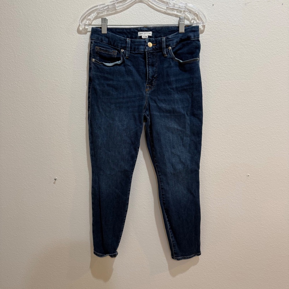 Good American Good Skinny Jeans Dark Indigo Cashmere Blend Size 8/29 GPSK336T